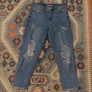 Distressed mom jeans